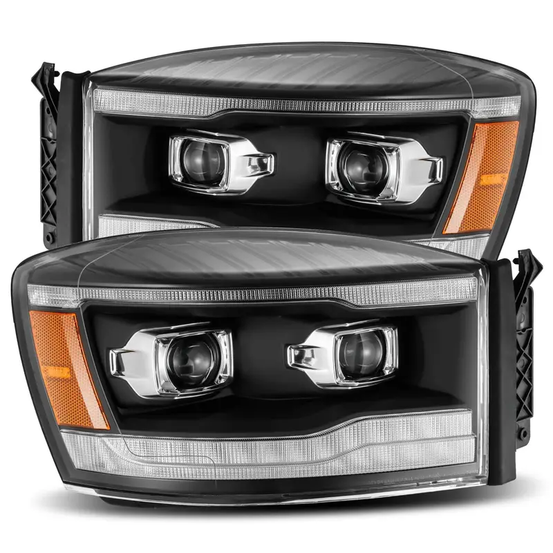 06-08 Dodge Ram Pro-Series Halogen Projector Headlights Black 1