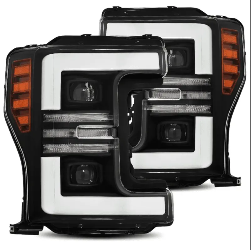 17-19 Ford Super Duty Pro-Series Halogen Projector Headlights Black 1