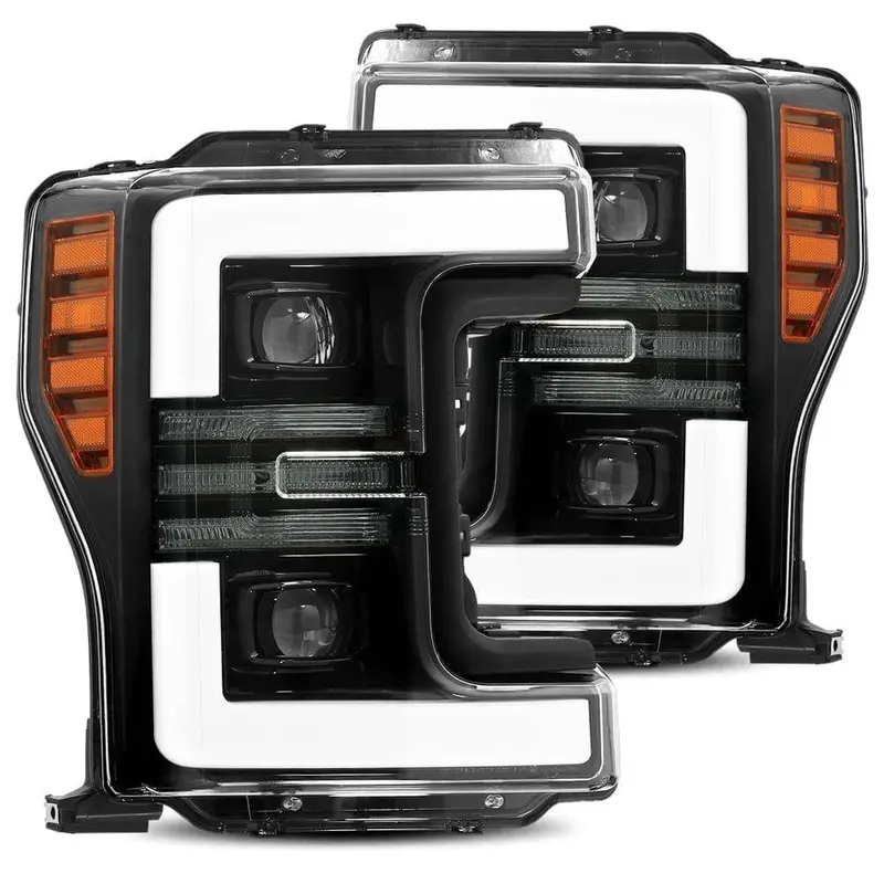 17-19 Ford Super Duty Pro-Series Halogen Projector Headlights Jet Black 1