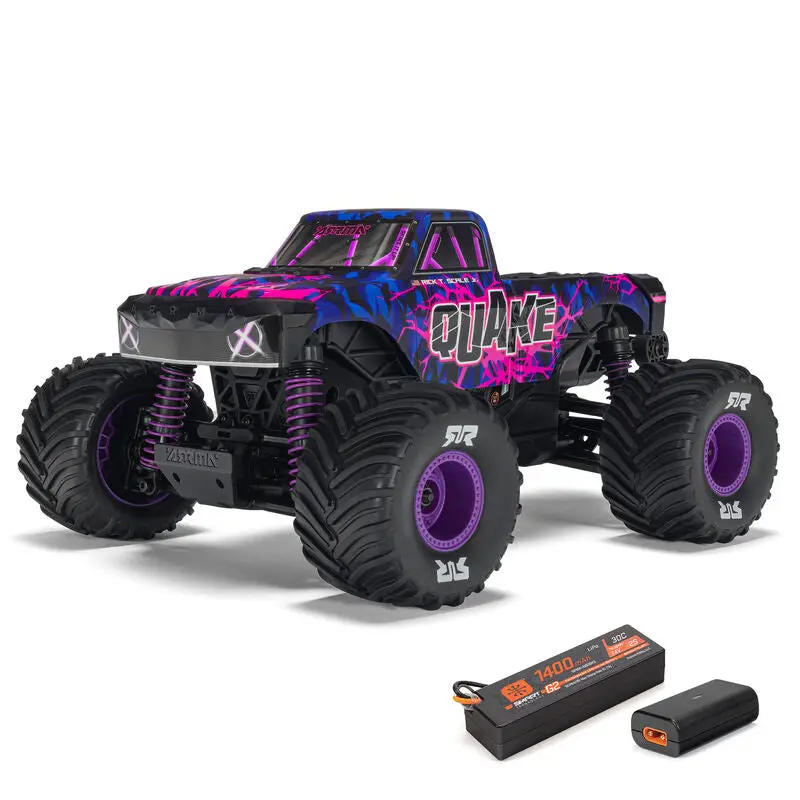 Arrma Quake Grom 4X4 1/16 Rtr Brushed Monster Truck (Red, Green, Or Purple) W/Slt2 Radio, Battery & Charger [Ara2137] 3