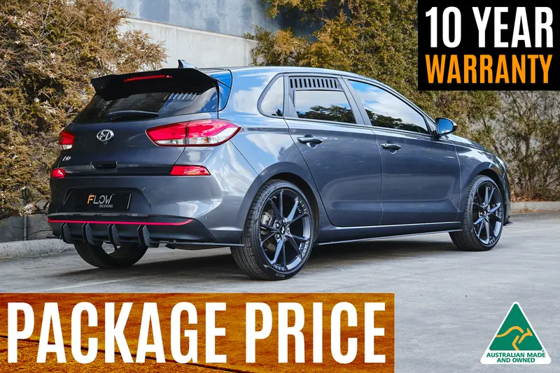 Flow Designs  I30 Hatch Pd1, Pd2 2018-2020 Full Lip Splitter Set With Flow-Lock Rear Diffuser 1