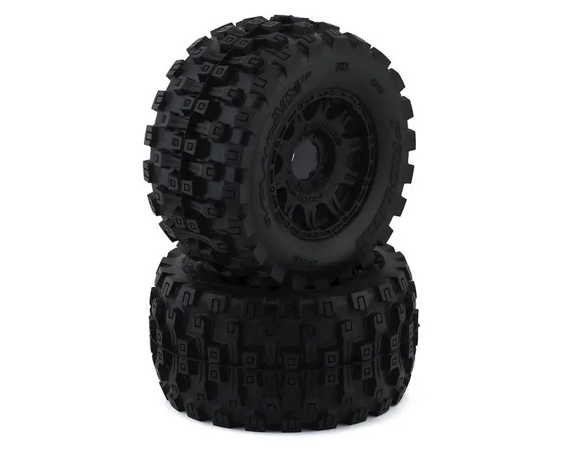 Pro-Line Badlands Mx38 Hp Belted 3.8" Pre-Mounted Truck Tires (2) (Black) (M2) W/Raid Wheels 1