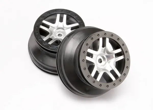 Traxxas Dual Profile Split-Spoke Sct Wheels (2) (Satin Chrome/Black) (Slash Rear) 12Mm Hex 6872 1