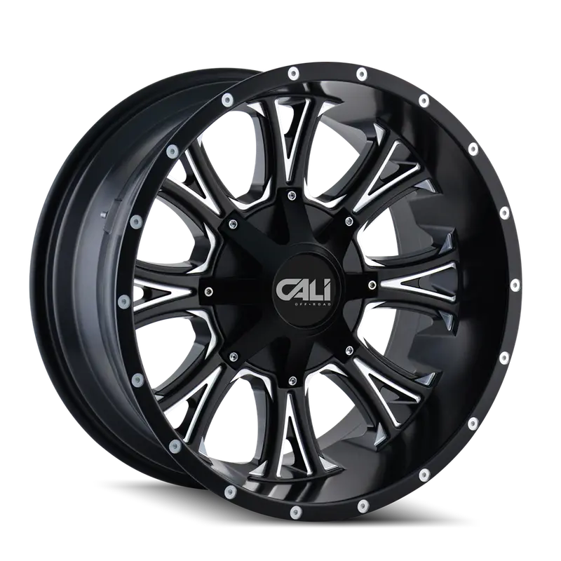 Cali Off-Road 9101-22478M Americana 22X14 Alloy Wheel – Satin Black/Milled Spoke Finish, 8X180Mm, -76Mm Offset 1