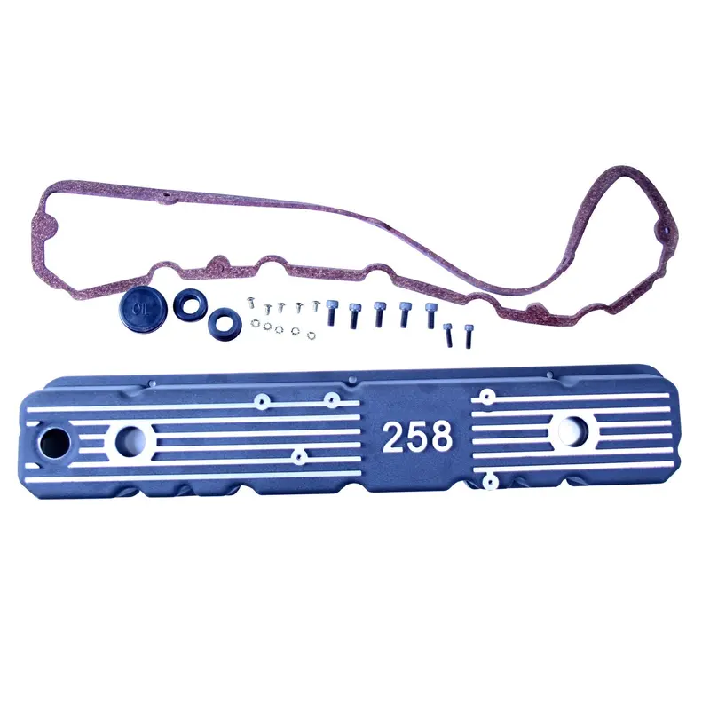 Omix-Ada Aluminum Valve Cover With Integrated Gasket – 4.2L Logo, Matte Black Finish (Model 17401.15) 1