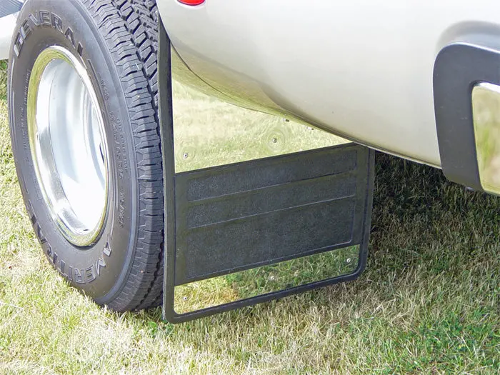 Owens Classic Dually Mud Flaps – Rubber With Stainless Inserts, Fits 2001–2007 Silverado/Sierra 3500 1