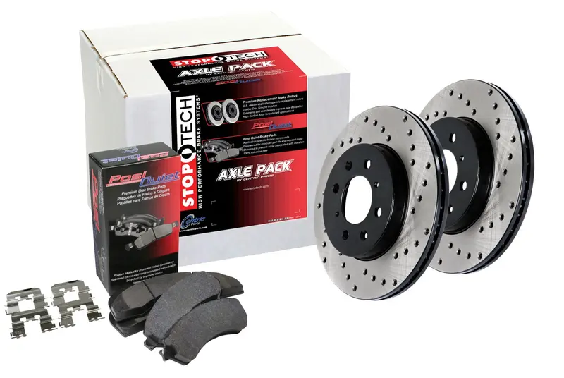 Stoptech 936.58004 Street Axle Pack – Drilled Front And Rear Brake Kit 1